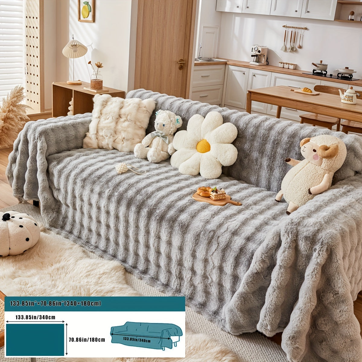 Housse de canapé en peluche, 8 coloris, autre coloris