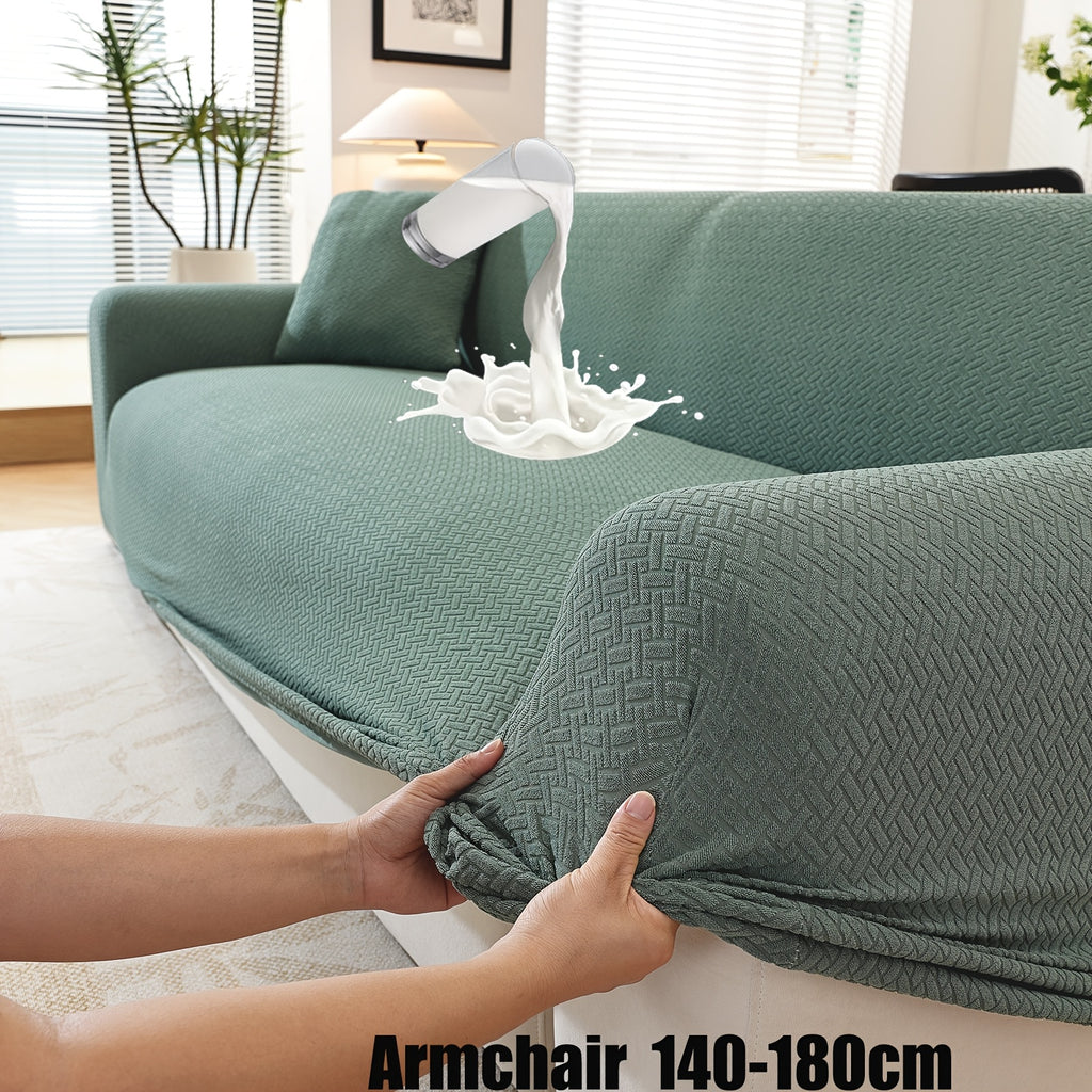 Housse de canapé extensible en polaire jacquard, détail de la finition