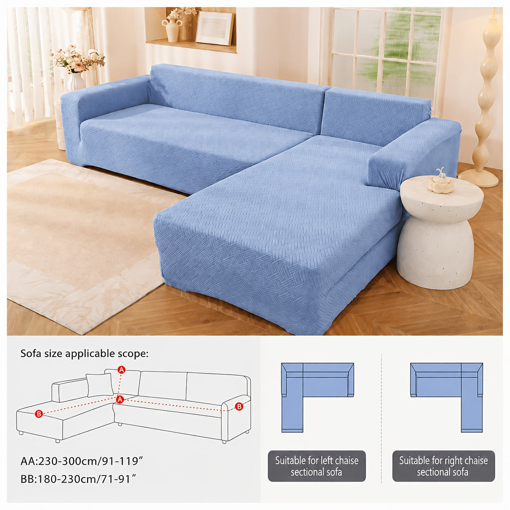 Housse de canapé épaisse extensible en polaire jacquard à rayures, autre coloris