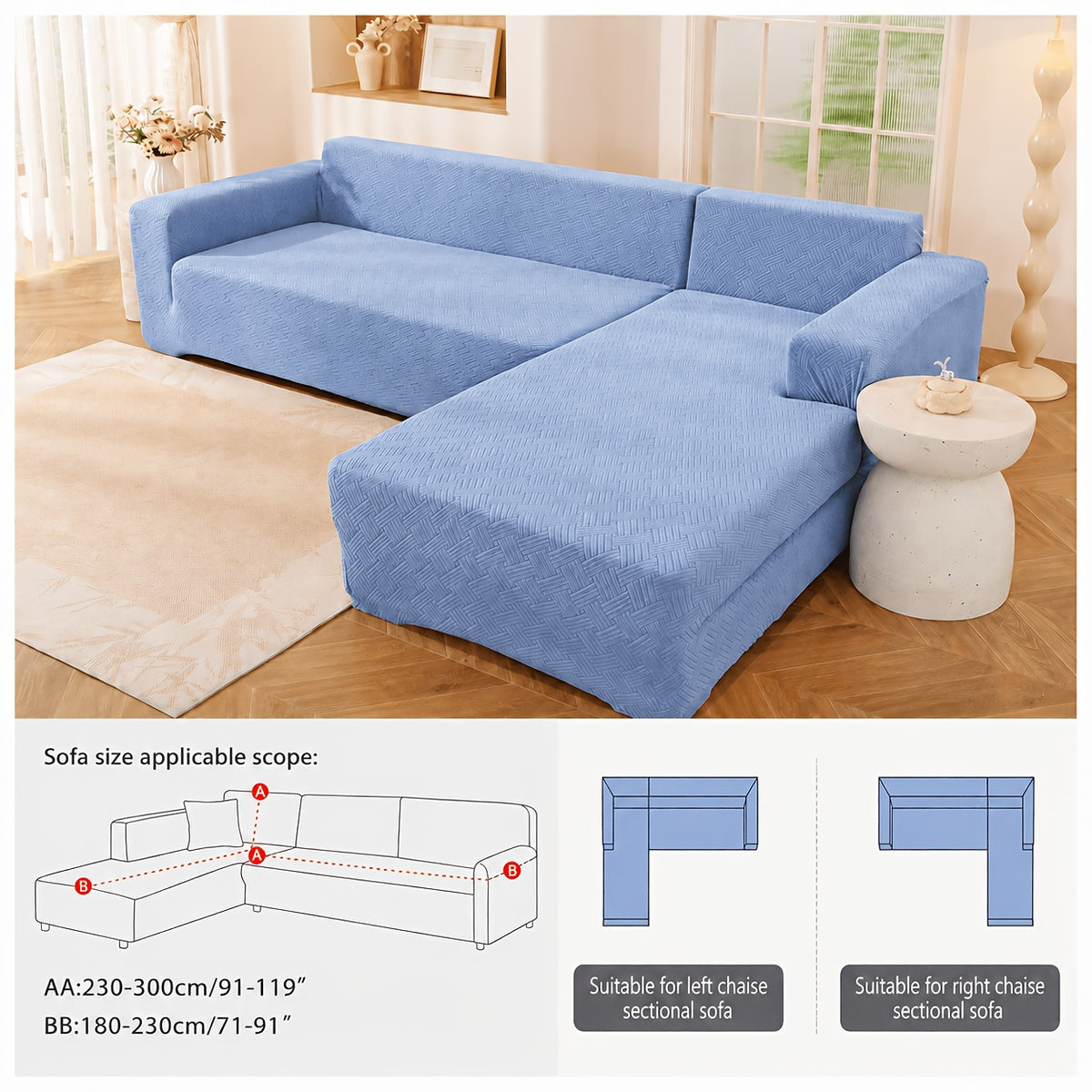 Housse de canapé épaisse extensible en polaire jacquard à rayures, autre coloris