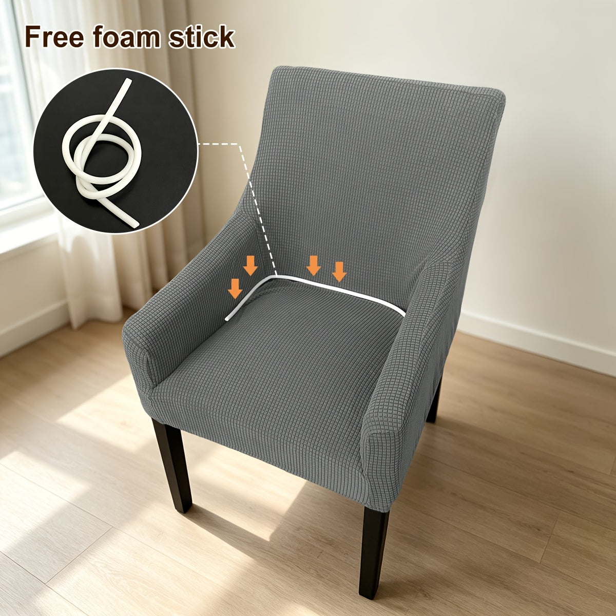 Housse de fauteuil épaisse extensible en velours côtelé jacquard, mise en situation