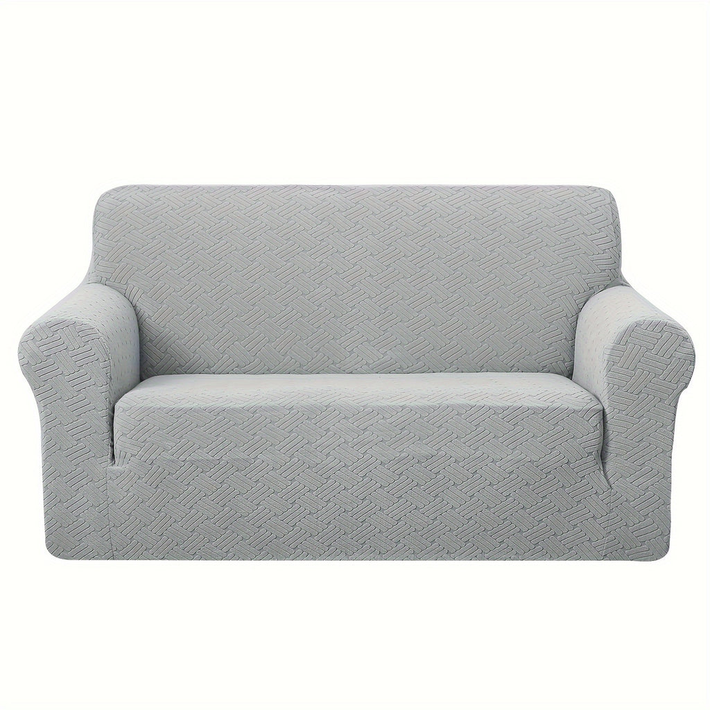 Housse de canapé épaisse extensible en polaire jacquard antidérapante, détail de la finition