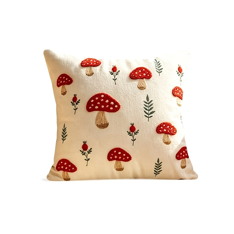 Housse de coussin en polyester à motif feuillage, gros plan sur le tissu