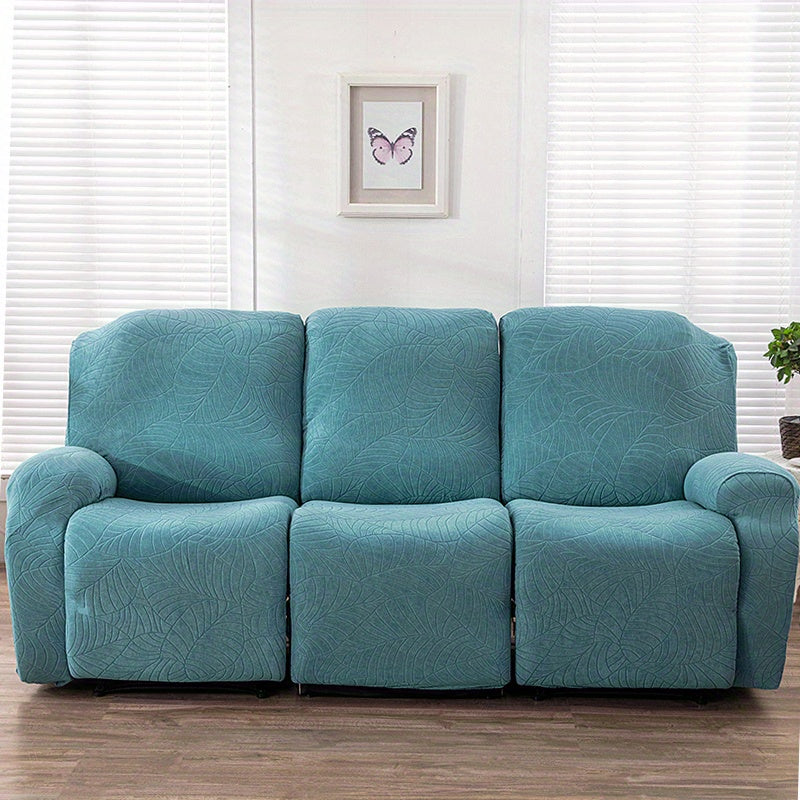 Housse de canapé épaisse extensible en polaire jacquard à motif feuillage, mise en situation