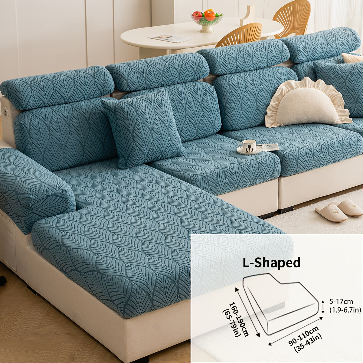 Housse de canapé extensible en polaire à housses séparées, détail de l'ourlet