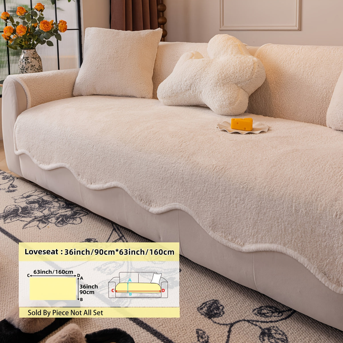 Housse de coussin matelassée antidérapante, détail de l'ourlet