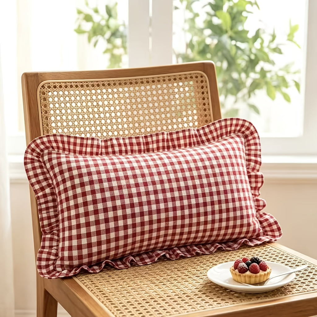 Housse de coussin en coton en fils teints, vue d'ensemble