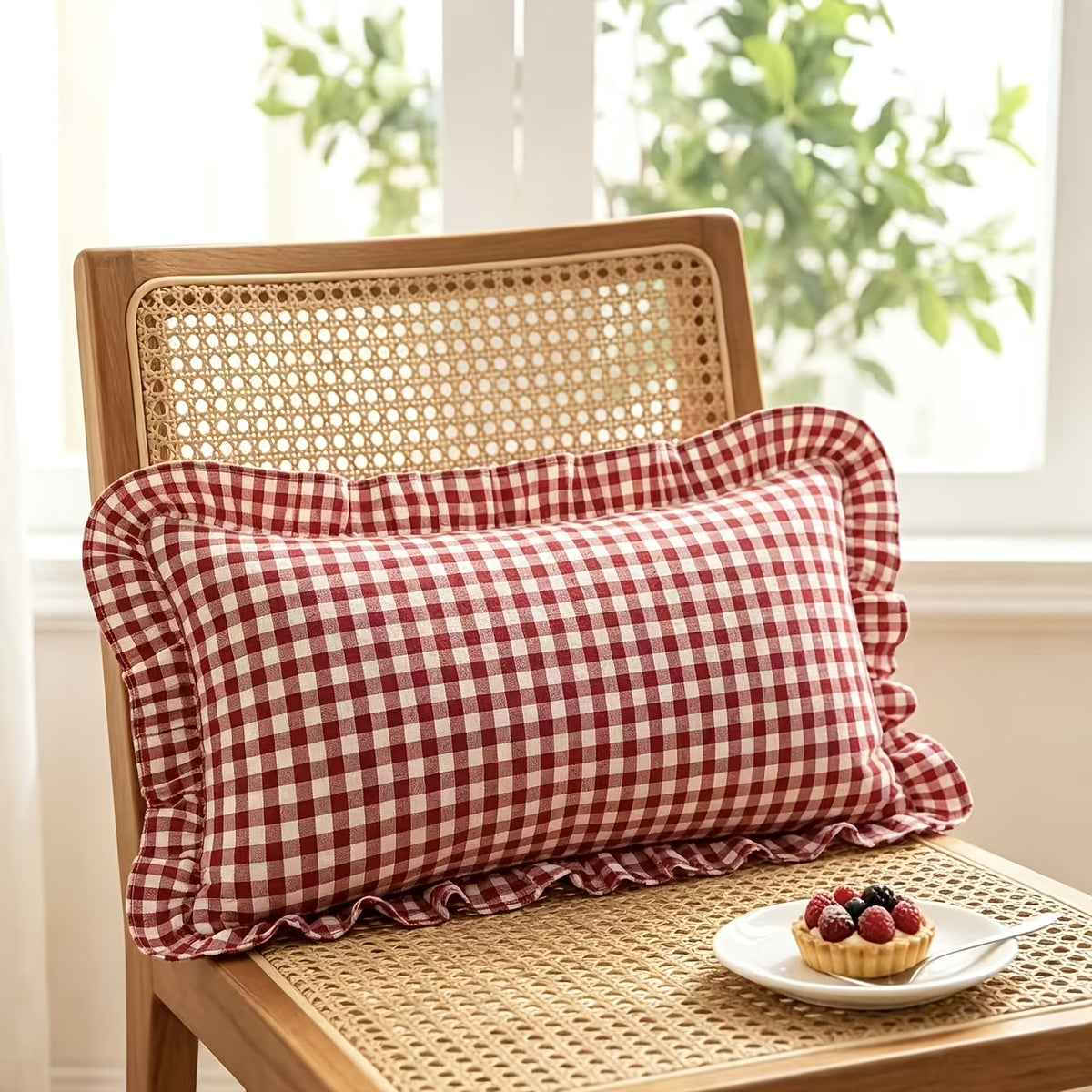Housse de coussin en coton en fils teints, vue d'ensemble Image