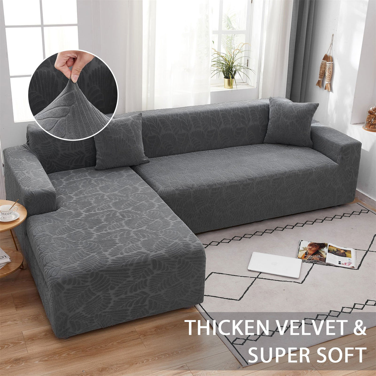 Housse de canapé légère en polyester antidérapante, mise en situation