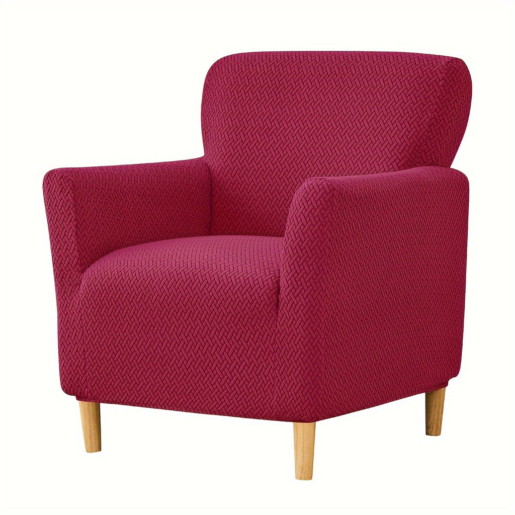 Housse de fauteuil extensible en polaire jacquard en T, housse posée