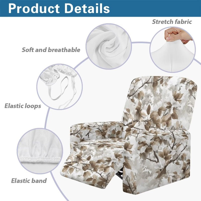 Housse de canapé extensible en fibre de lait matelassée à motif feuillage — détail de la matière : fibre de lait
