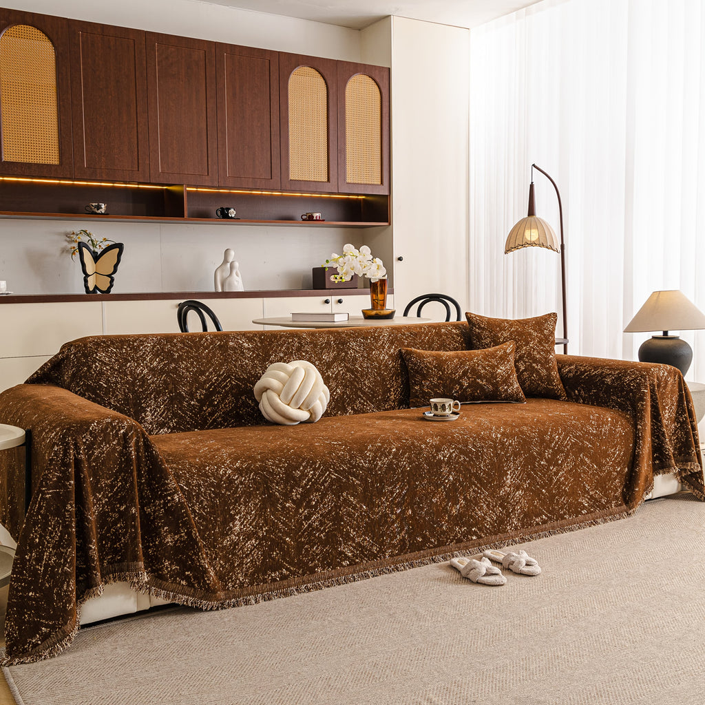 Housse de canapé épaisse en chenille jacquard antidérapante, visuel produit
