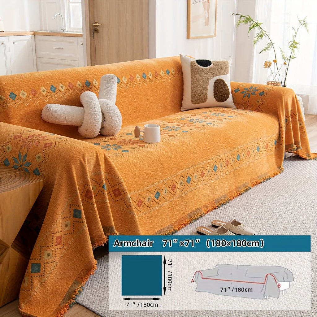 Housse de canapé en chenille, 5 coloris, gros plan sur le tissu