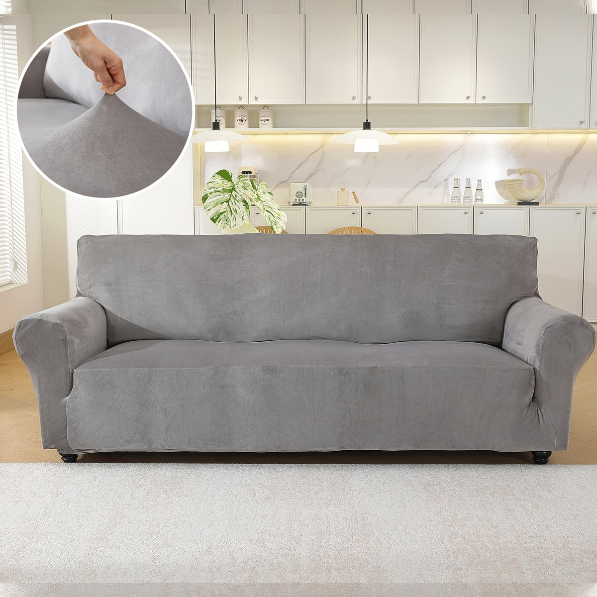 Housse de canapé extensible en velours Image