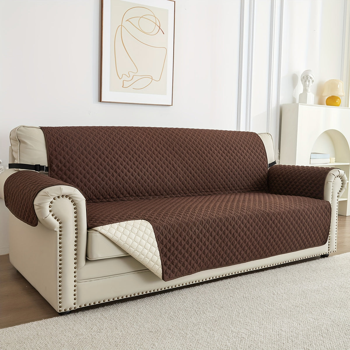 Housse de canapé légère en polyester antidérapante, tissu de 100 g/m²