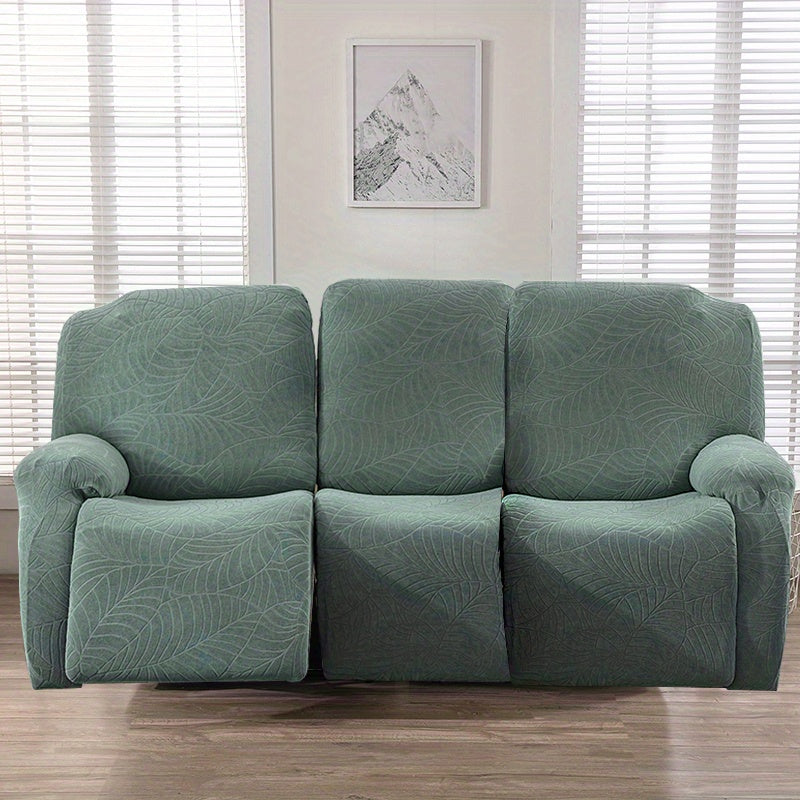 Housse de canapé épaisse extensible en polaire jacquard à motif feuillage, visuel produit