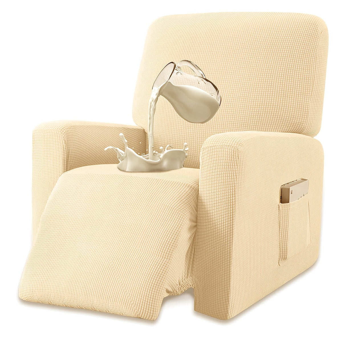 Housse de fauteuil épaisse extensible en polaire jacquard, visuel produit
