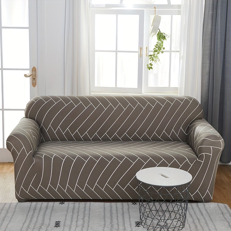 Housse de canapé extensible en fibre de lait matelassée à motif tropical, visuel produit