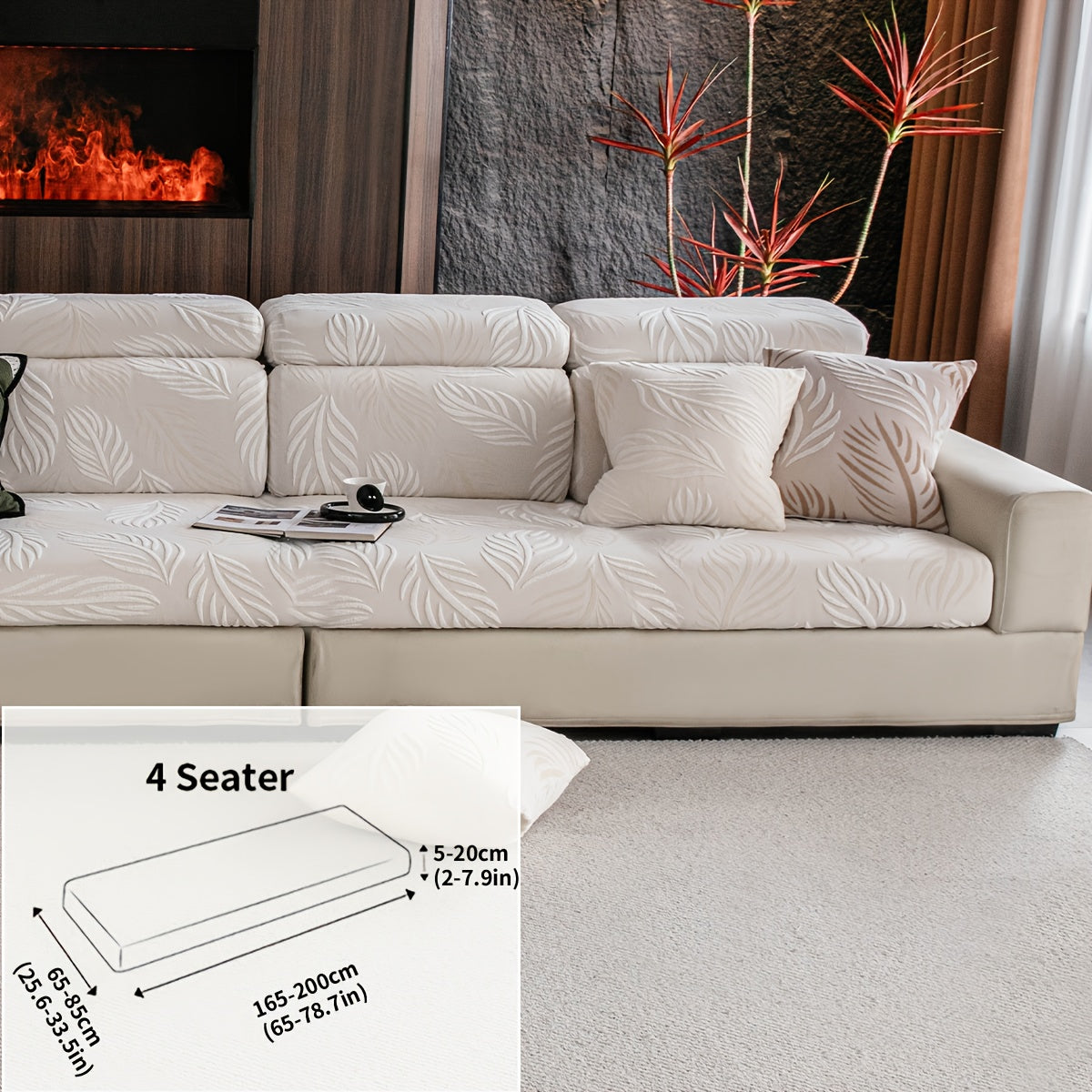Housse de canapé extensible en polaire anti-griffes, gros plan sur le tissu