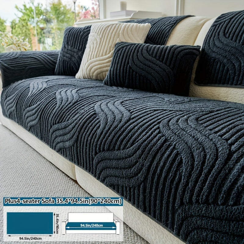 Housse de canapé en velours matelassée antidérapante d'esprit bohème, visuel produit