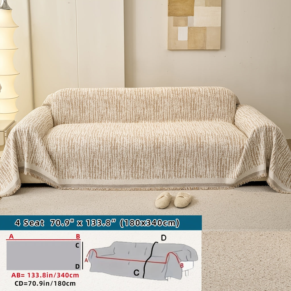 Housse de canapé épaisse en chenille jacquard à volants, visuel produit