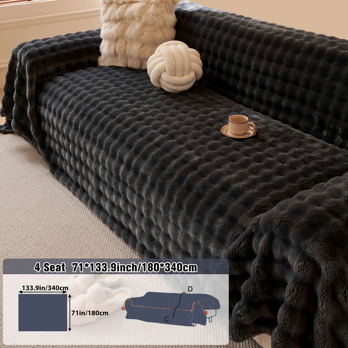 Housse de canapé, gros plan sur le tissu