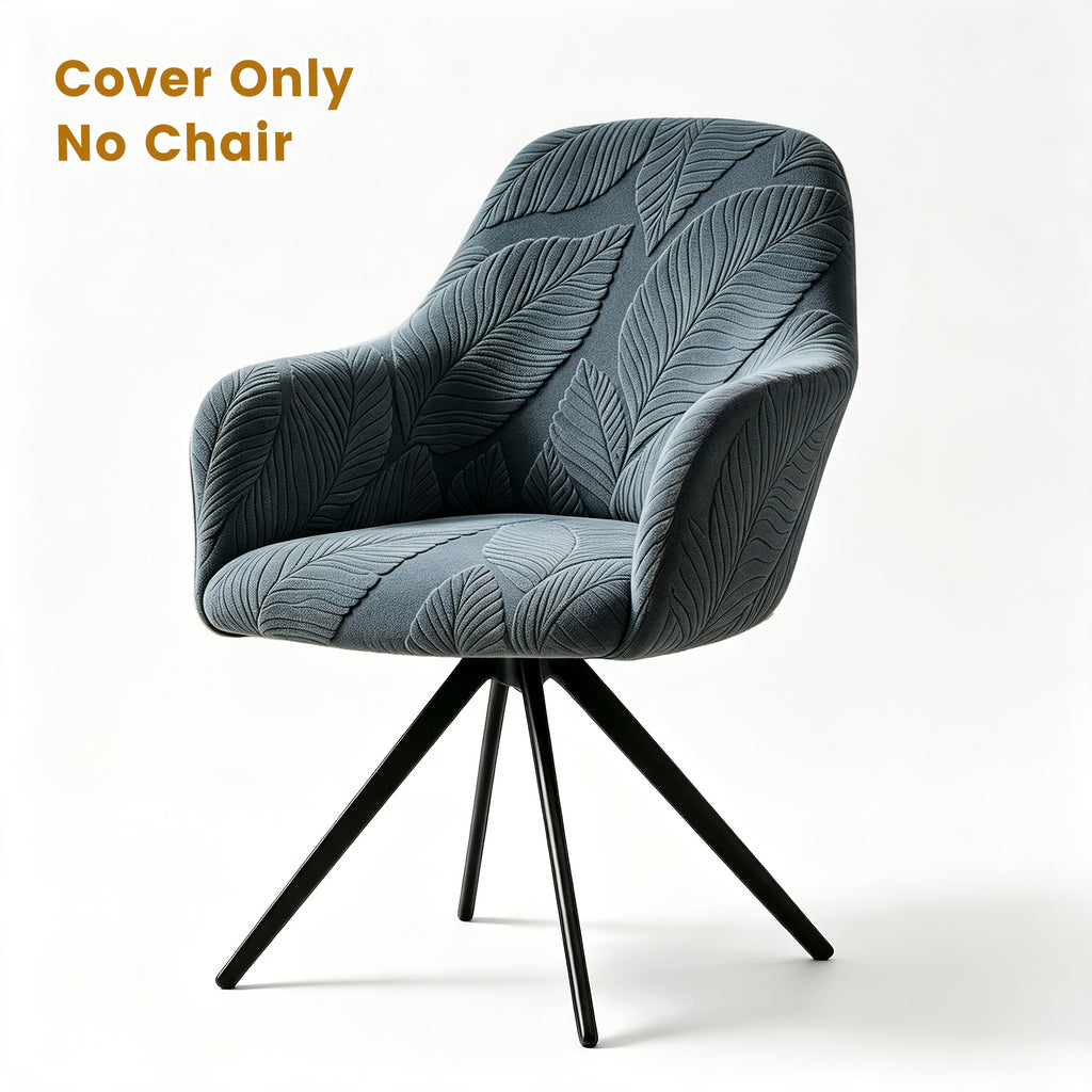 Housse de chaise extensible en polaire jacquard à motif feuillage, tissu de 160 à 180 g/m²