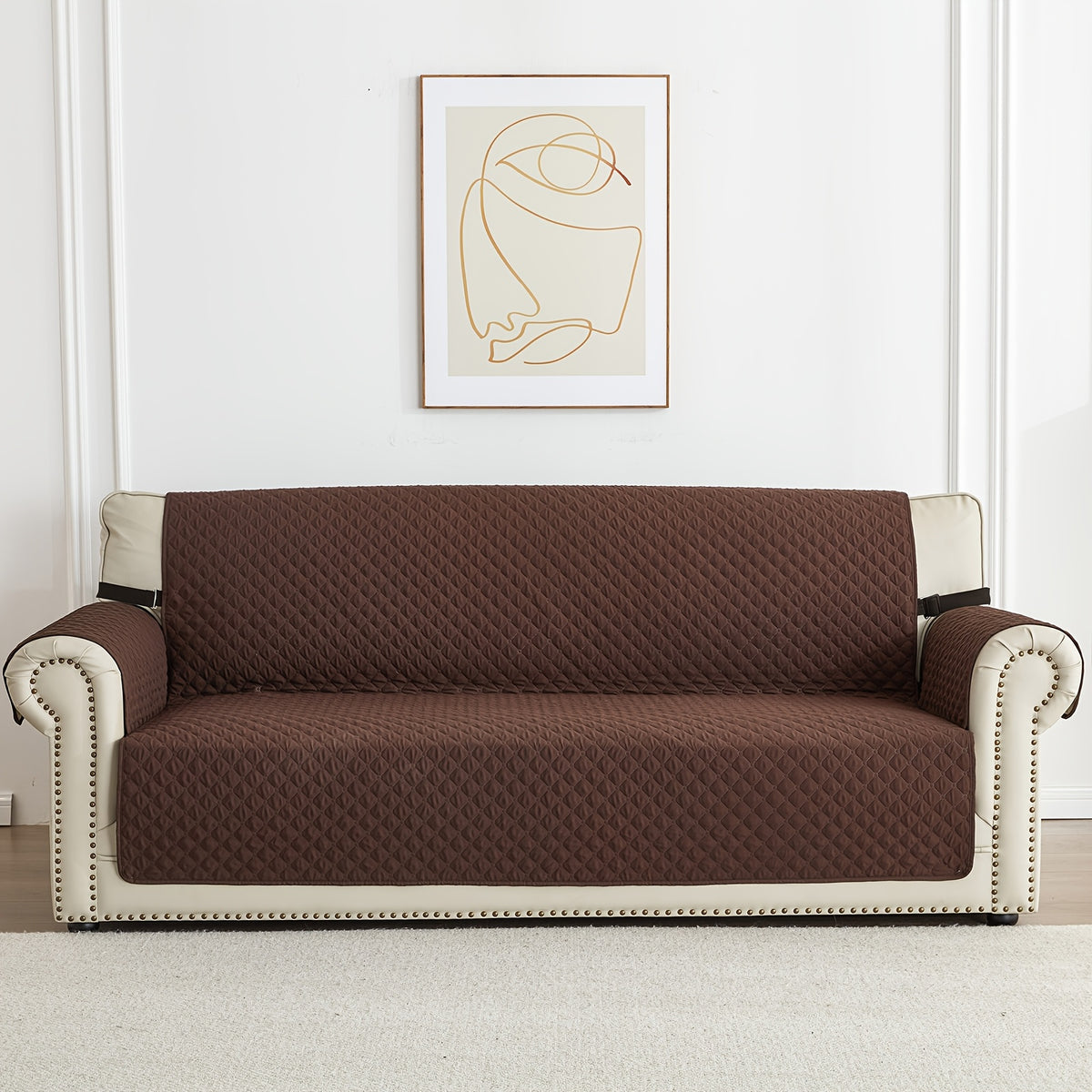 Housse de canapé légère en polyester antidérapante, détail de la finition