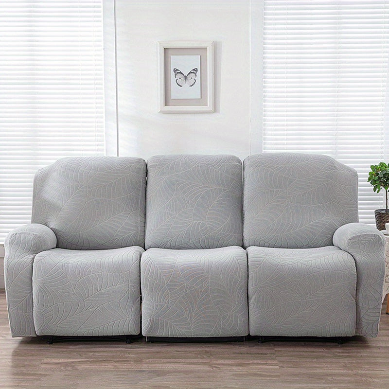 Housse de canapé épaisse extensible en polaire jacquard à motif feuillage, vue de dos