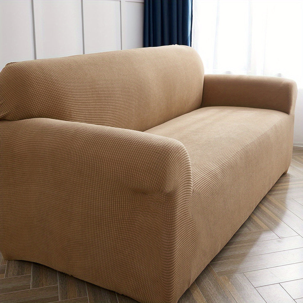 Housse de canapé extensible en polaire matelassée antidérapante, mise en situation