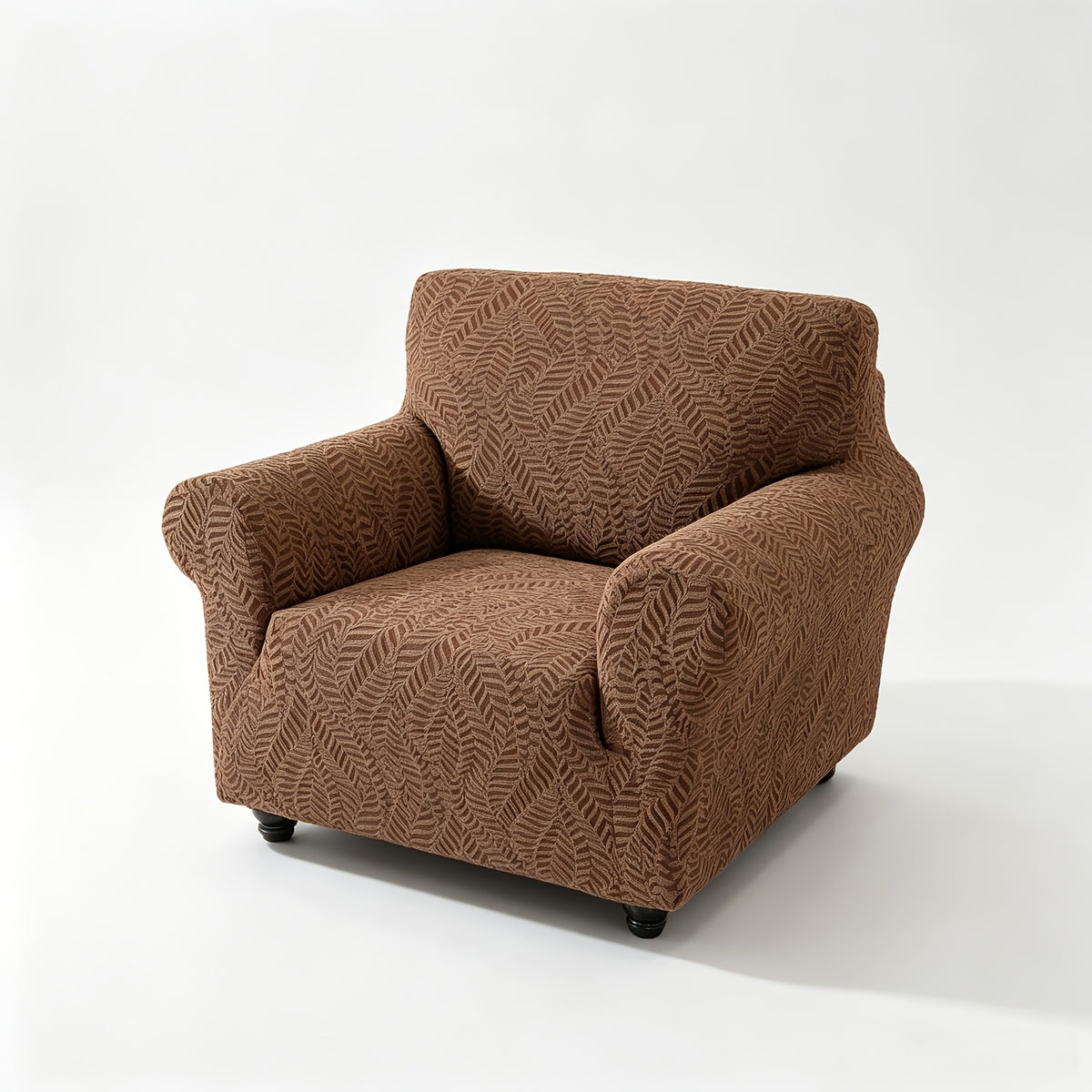 Housse de canapé extensible en polaire jacquard à motif feuillage anti-griffes, vue d'ensemble