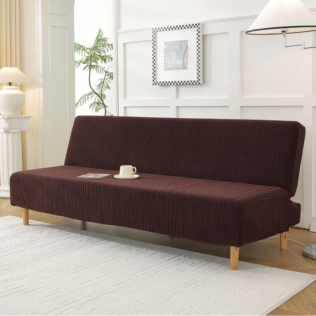 Housse de canapé extensible en polaire jacquard sans accoudoirs