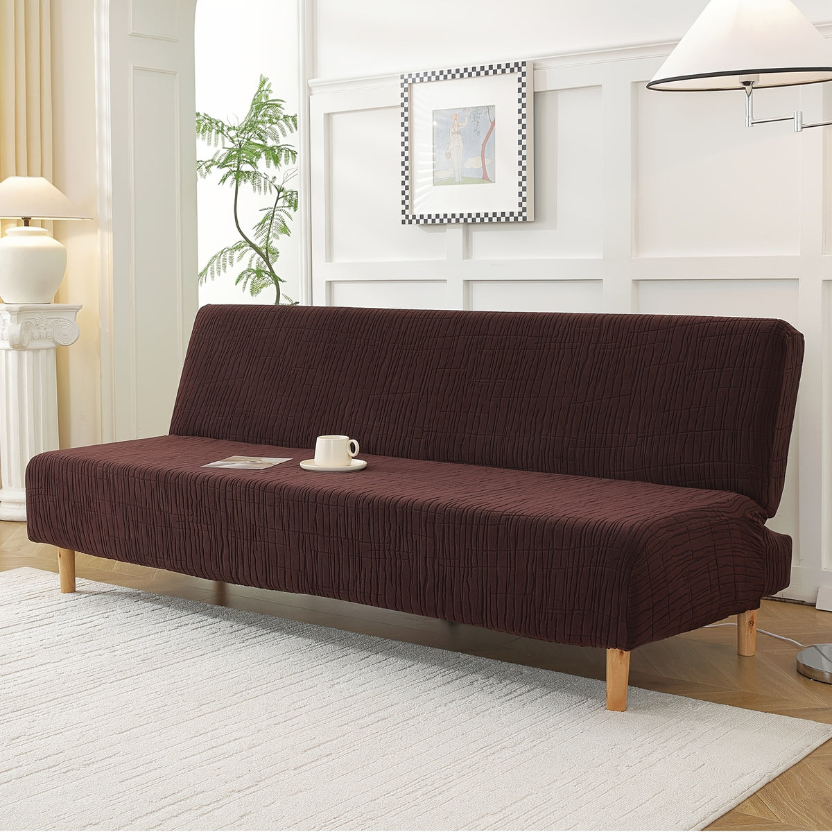 Housse de canapé extensible en polaire jacquard sans accoudoirs Image