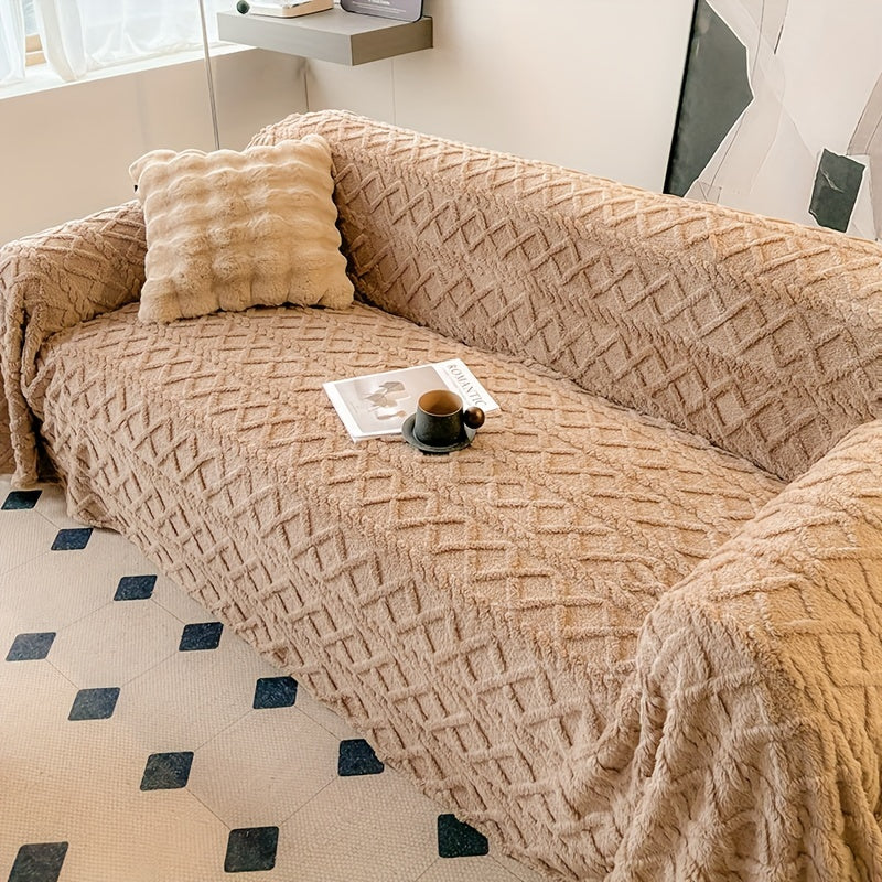 Housse de canapé épaisse en velours jacquard, mise en situation