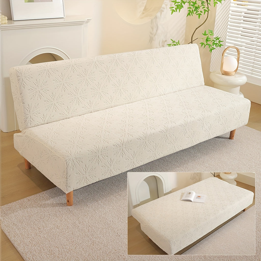 Housse de canapé extensible en polaire jacquard sans accoudoirs — détail de la matière : polaire