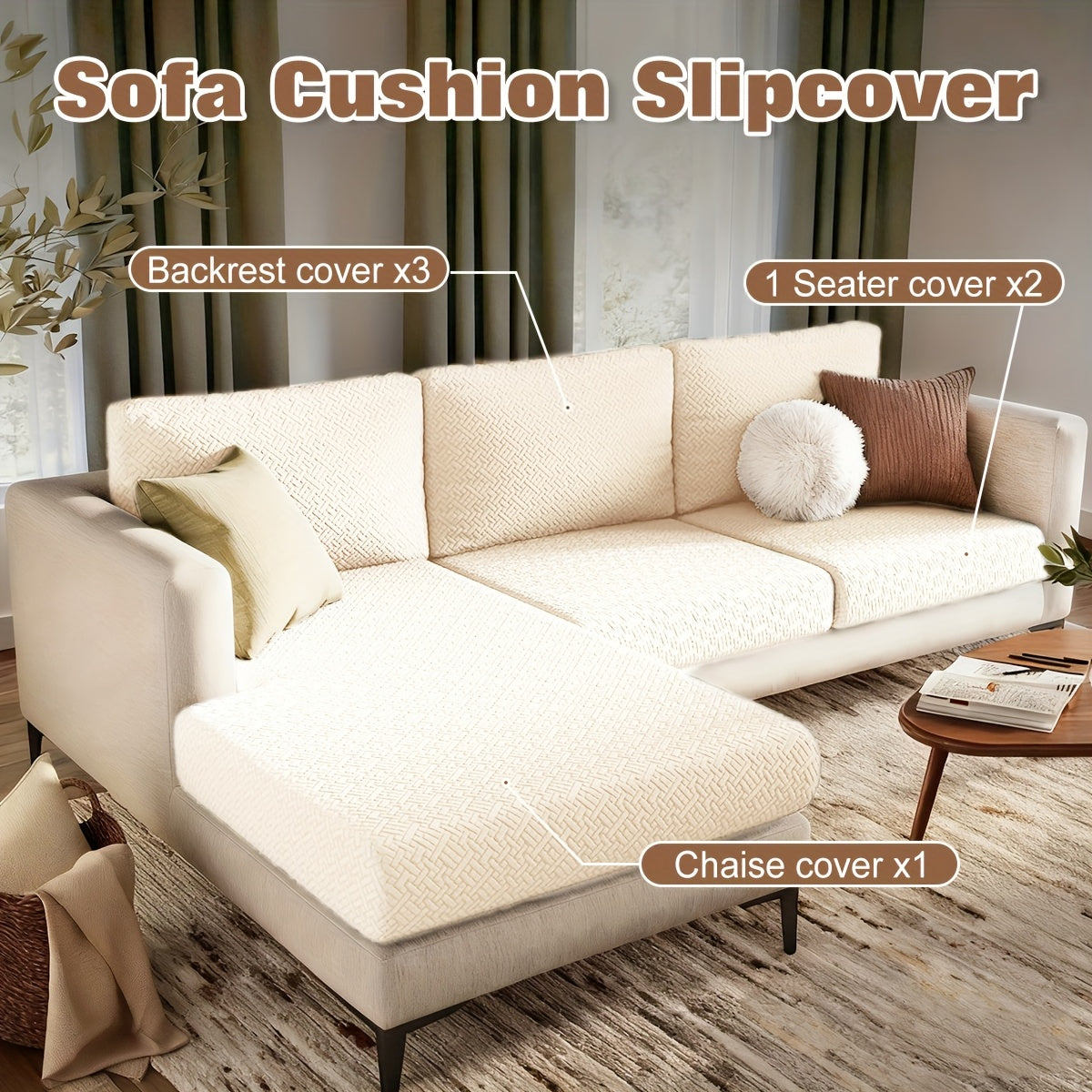 Housse de canapé extensible en polaire jacquard en T