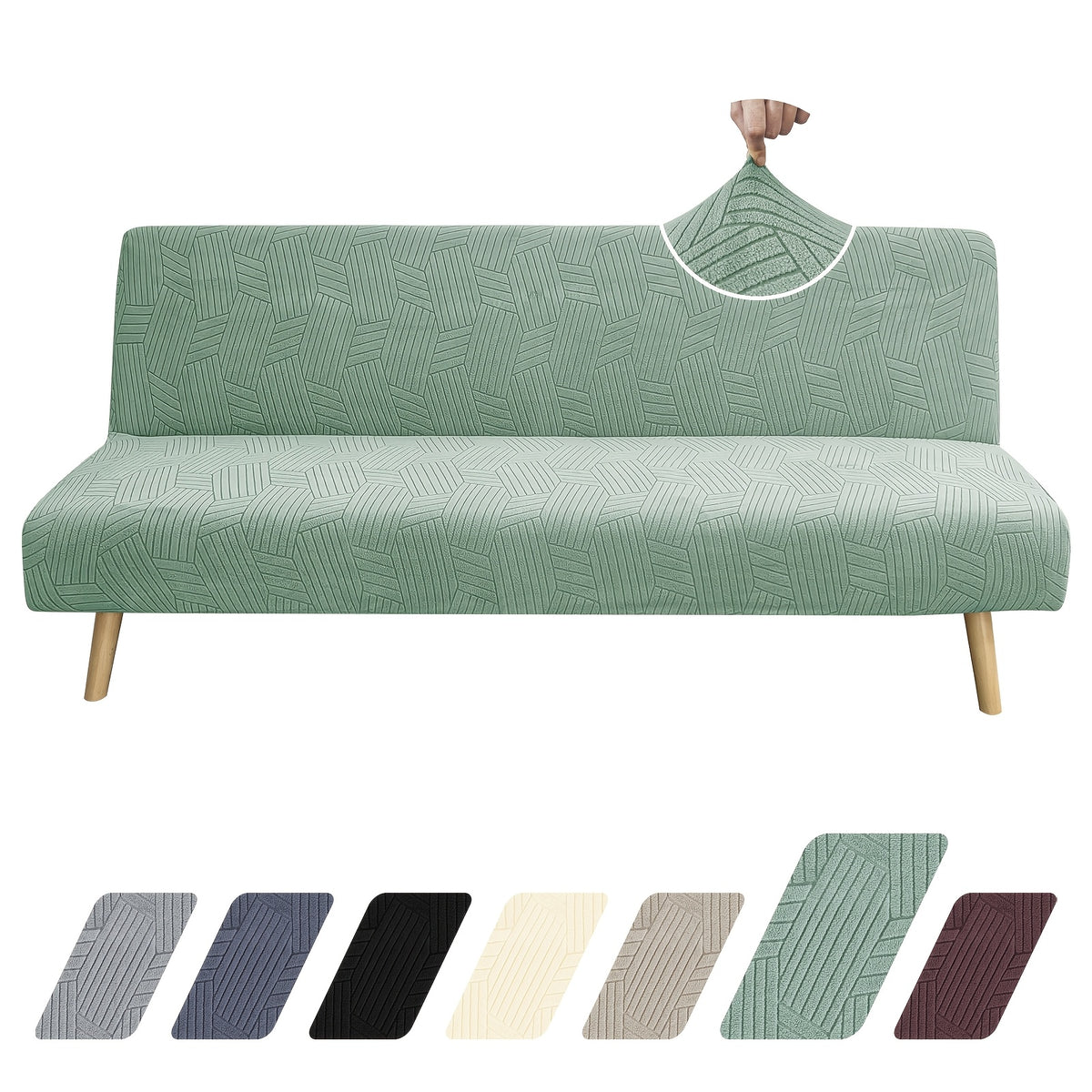 Housse de canapé extensible en jacquard sans accoudoirs, tissu de 200 à 250 g/m²