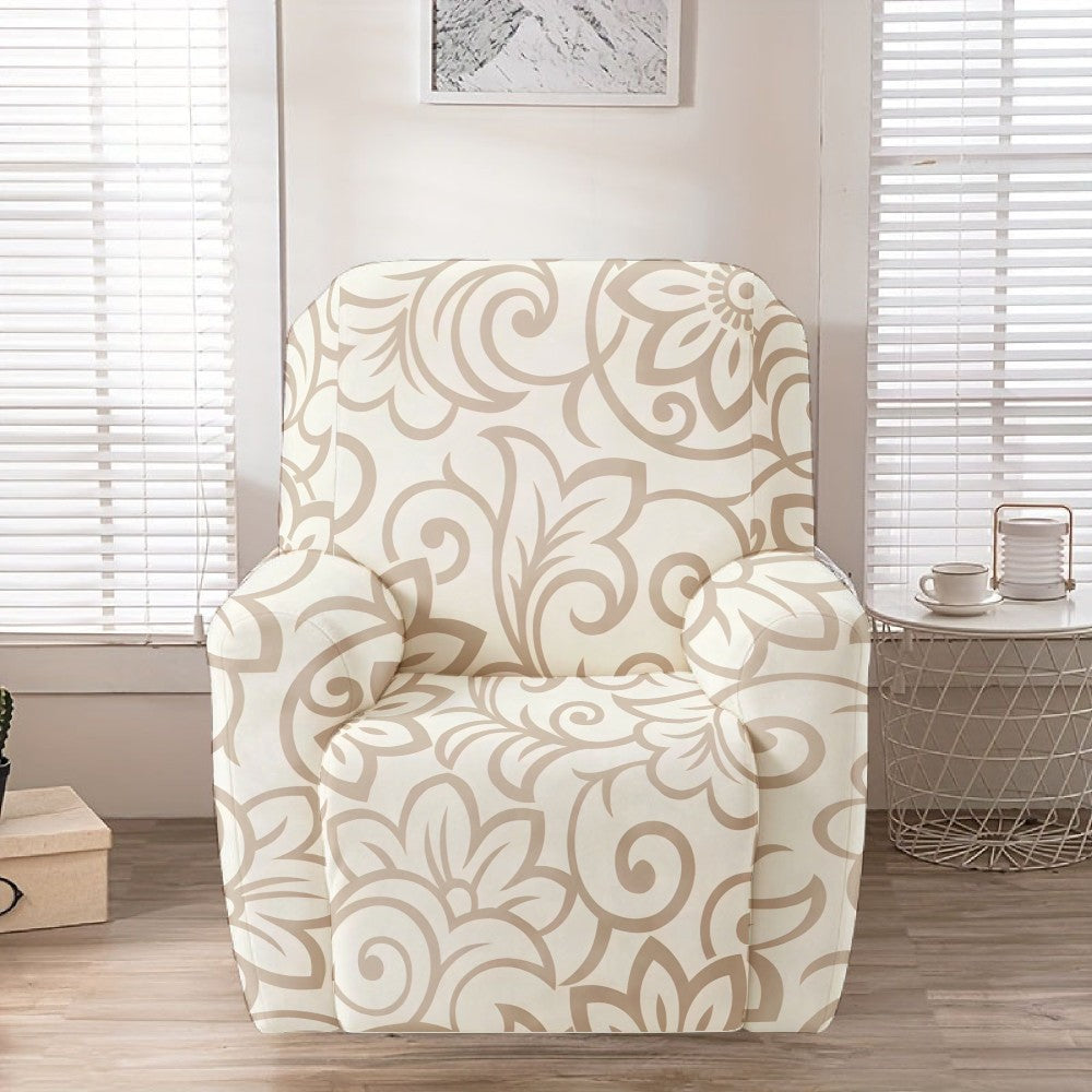 Housse de fauteuil extensible en fibre de lait matelassée à motif fleuri Image