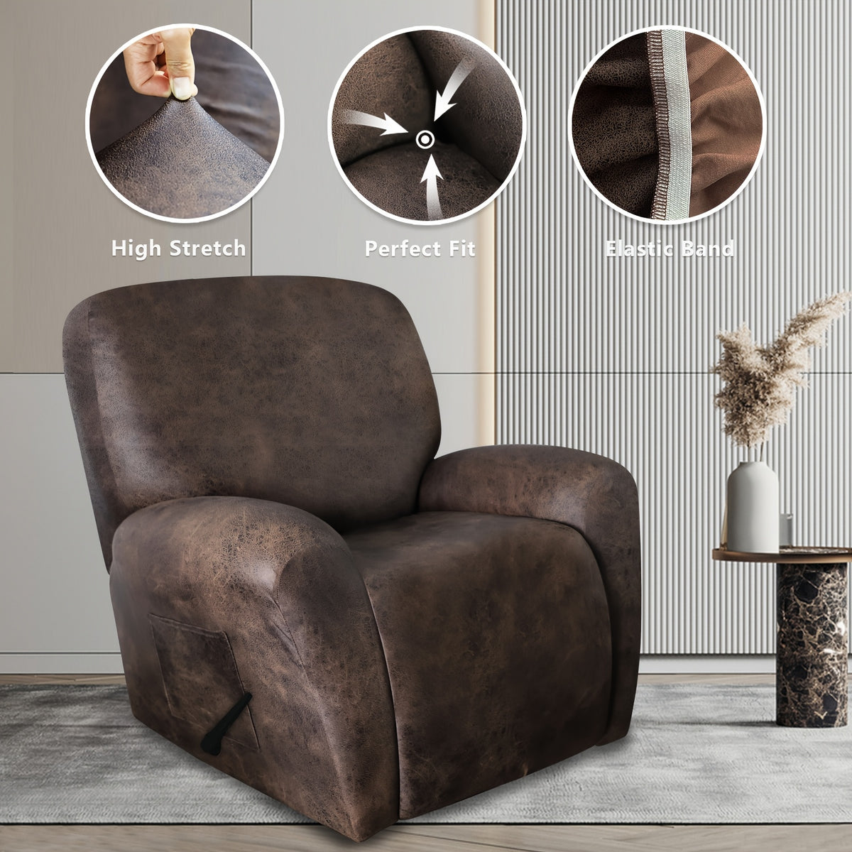Housse de canapé extensible en fibre de lait à motif feuillage, autre coloris