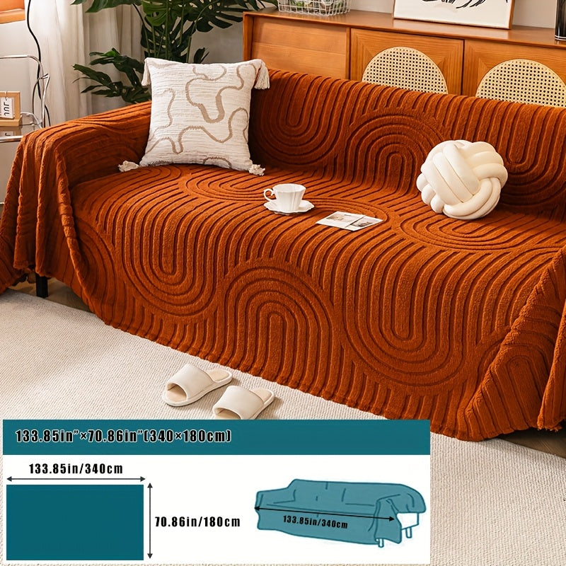 Housse de canapé épaisse en velours jacquard d'esprit vintage, détail de la finition