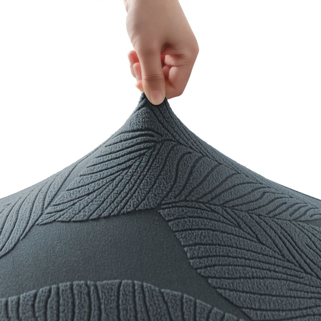 Housse de canapé extensible en polaire jacquard à motif feuillage, visuel produit