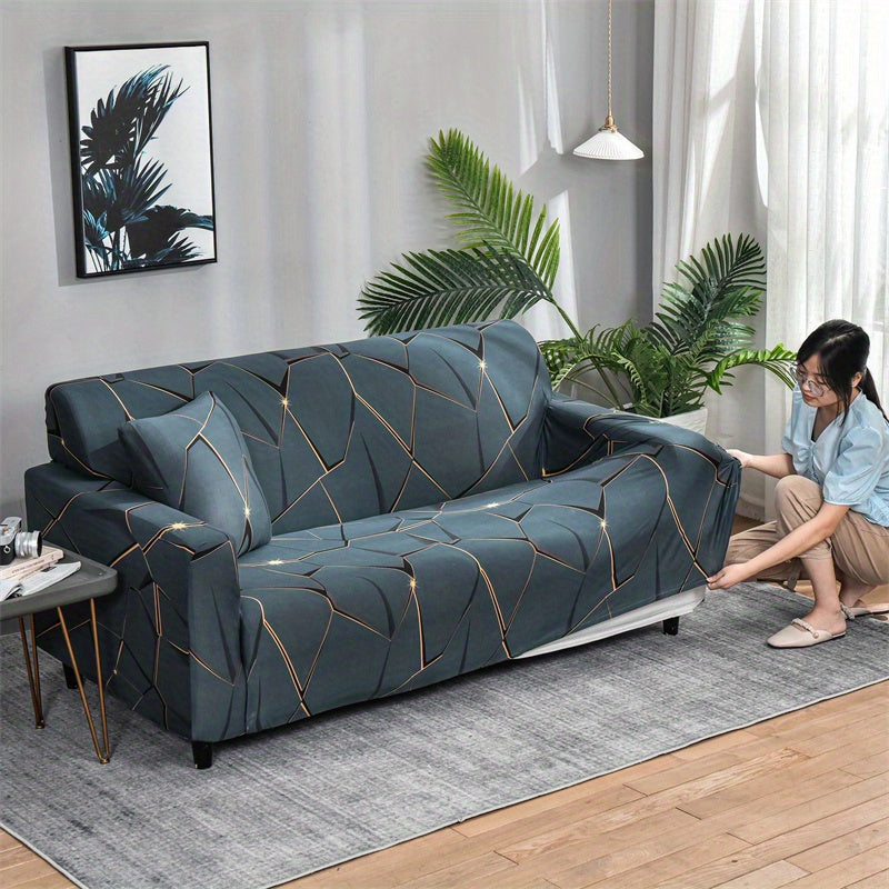 Housse de canapé légère extensible en fibre de lait à motif géométrique, housse posée
