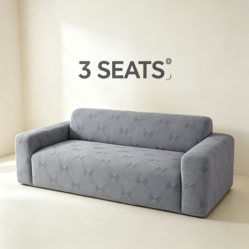 Housse de canapé extensible en polaire jacquard à rayures, vue de dos