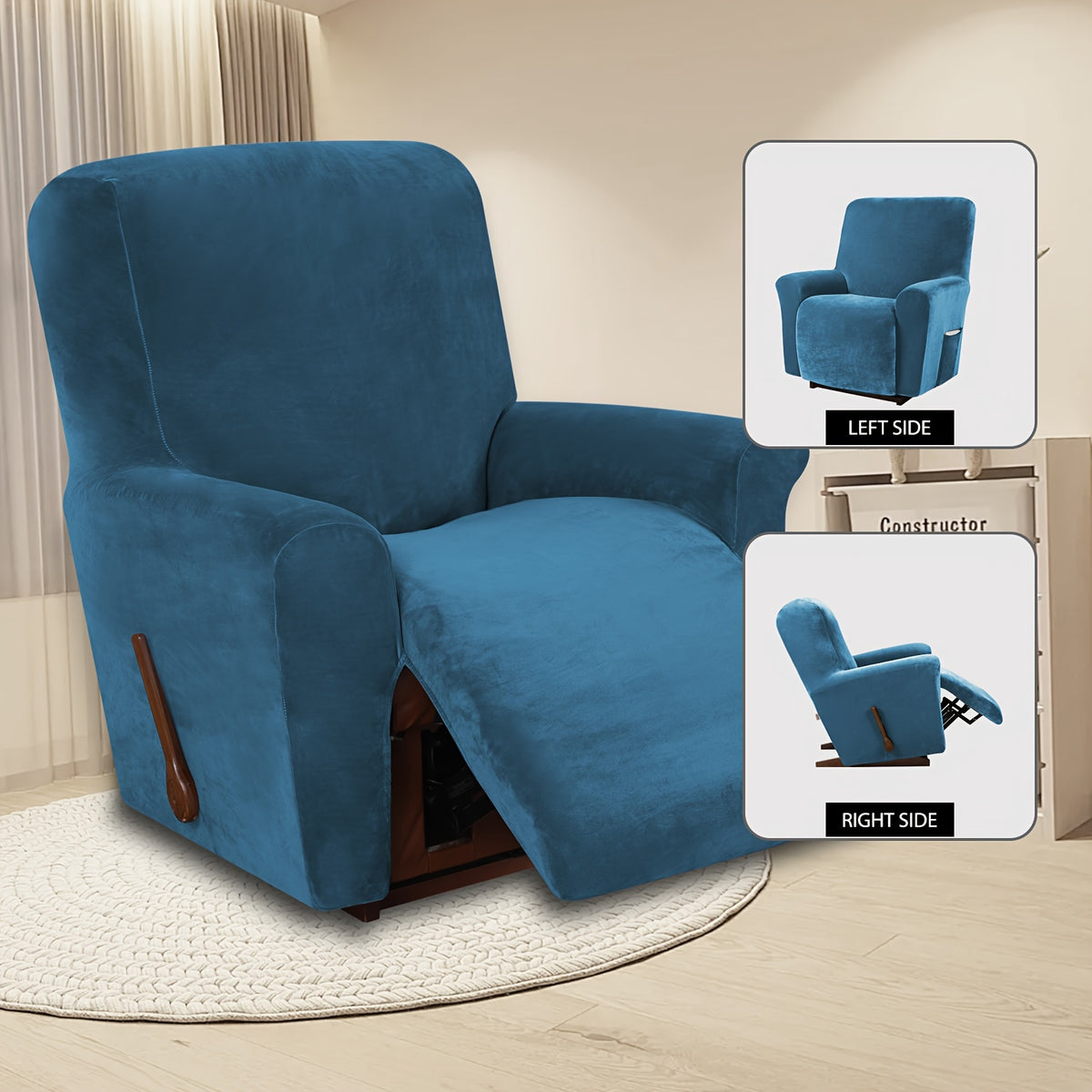 Housse de fauteuil épaisse extensible en velours, vue de dos