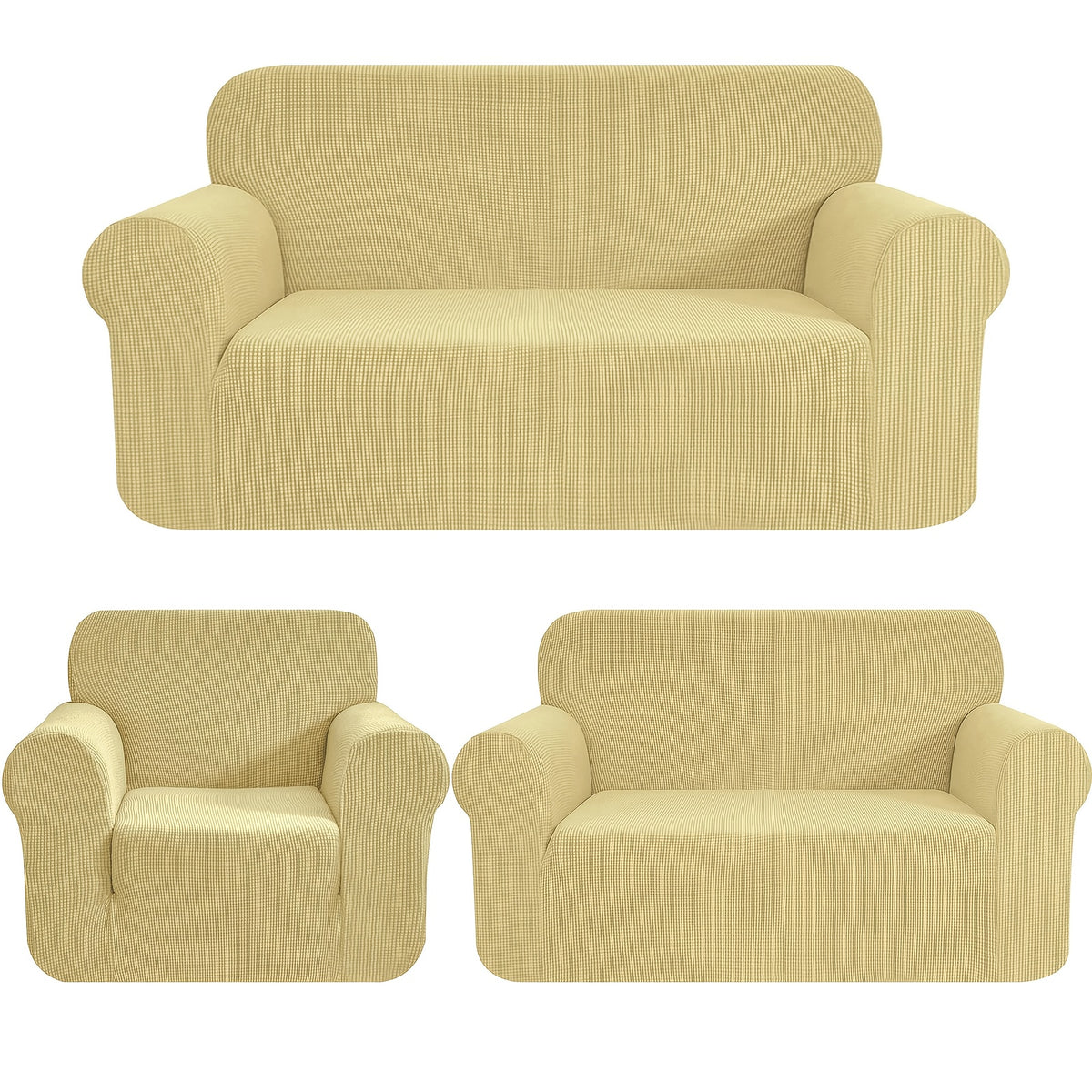 Housse de canapé extensible en polaire jacquard anti-griffes, visuel produit
