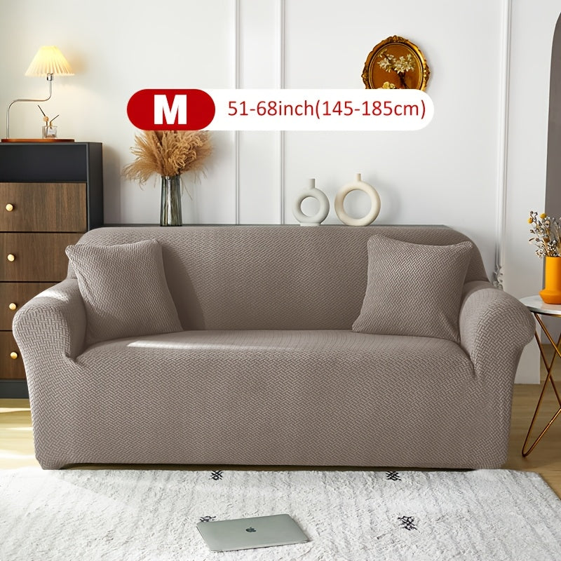 Housse de canapé extensible en velours côtelé jacquard en T, gros plan sur le tissu