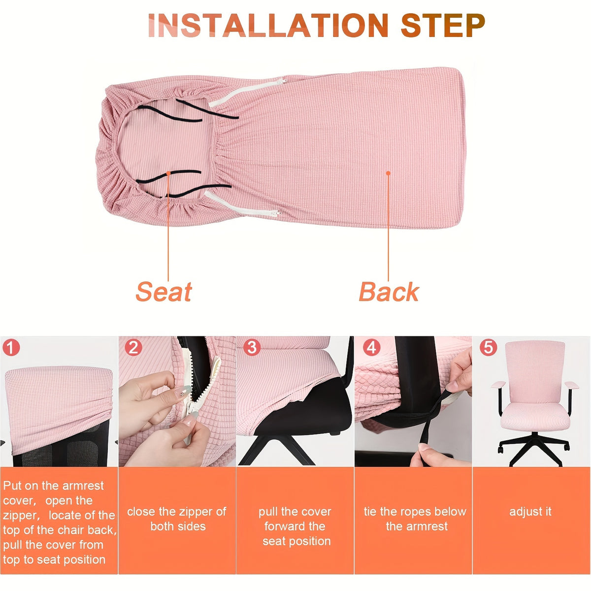 Housse de canapé en polyester, détail de l'ourlet