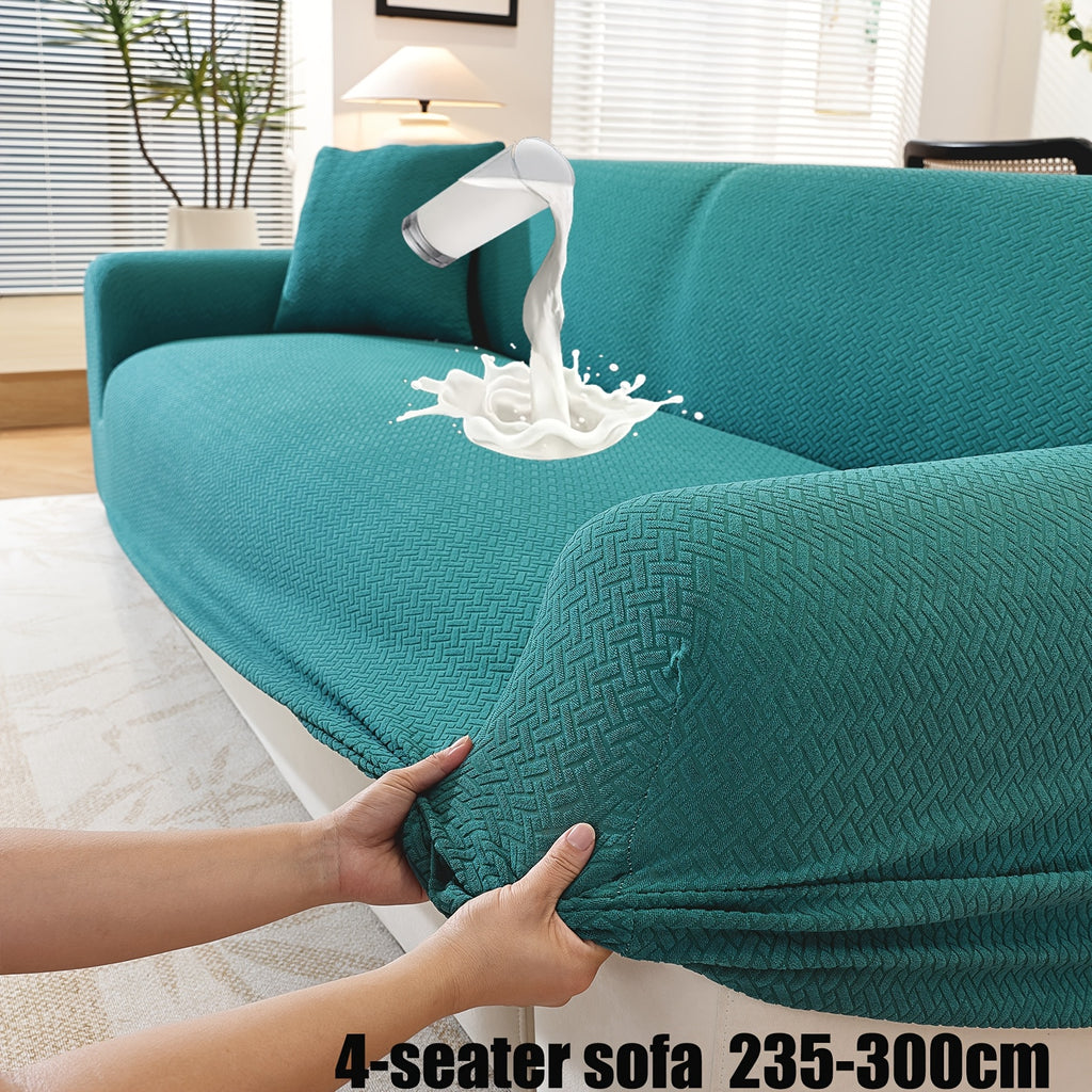 Housse de canapé extensible en polaire jacquard, vue de dos