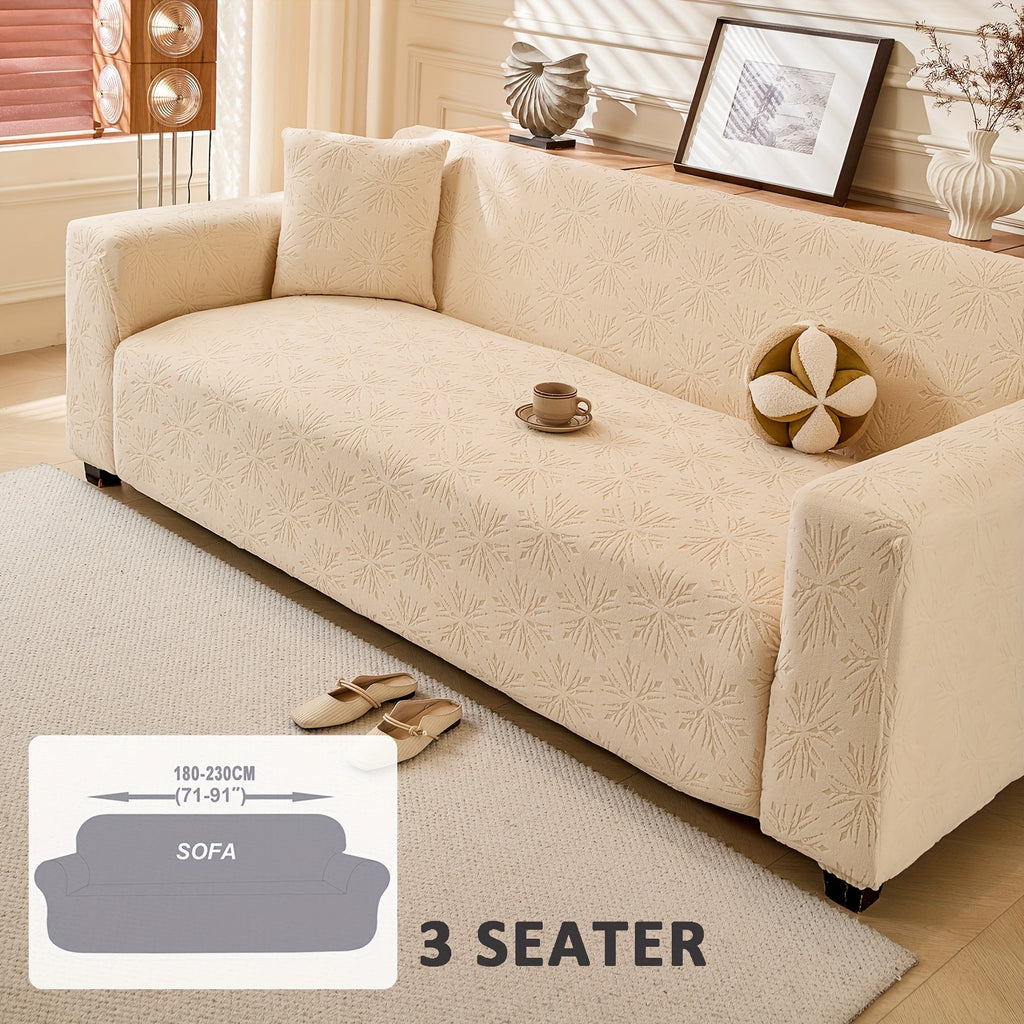 Housse de canapé extensible en polaire jacquard antidérapante d'esprit bohème, vue d'ensemble