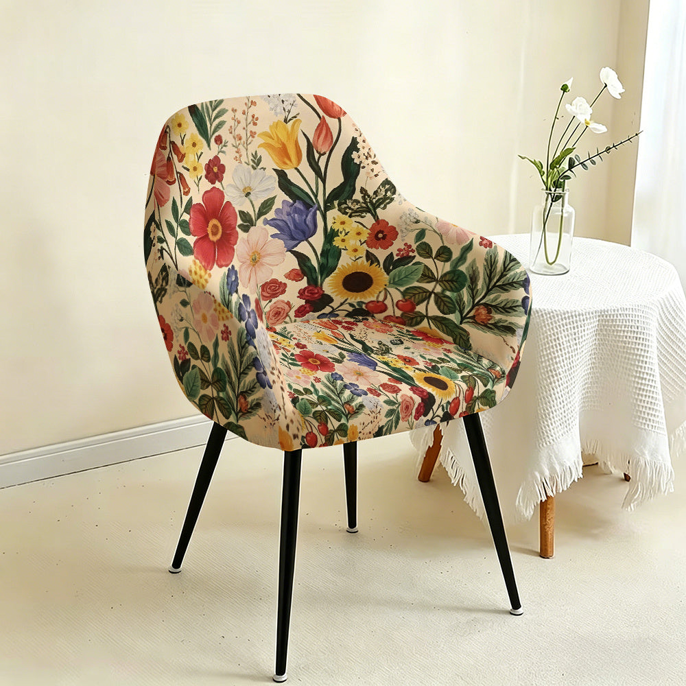 Housse de fauteuil extensible en fibre de lait imprimée à motif fleuri